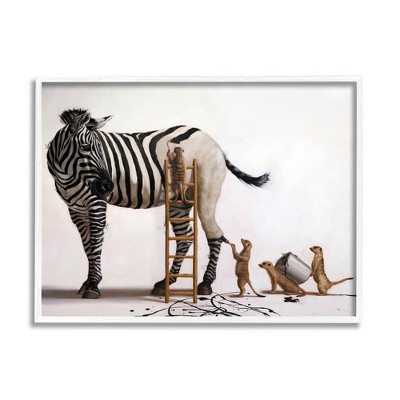 Stupell Industries Meerkats Painting Zebra Stripes Framed Giclee