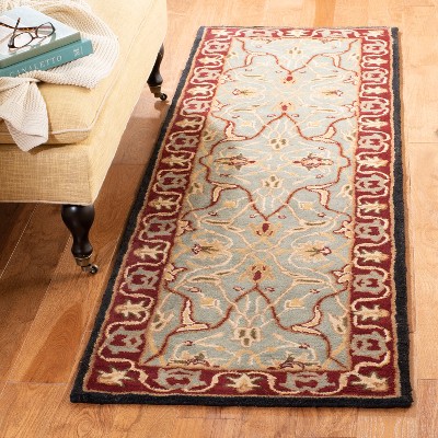 Heritage Light Blue and Red Wool Hand-Tufted Runner Rug