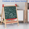 SUGIFT Adjustable Kids Art Easel – 3-in-1 Magnetic Whiteboard, Blackboard & Paper Roll, Foldable Wooden Drawing Board with Storage Tray - 3 of 4