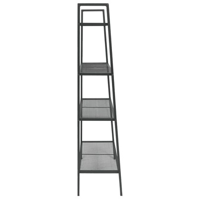 Anthracite Metal Ladder Bookshelf for Versatile Display and Storage