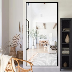 Wooakway Black/Gold/Silver Metal Full Length Mirrors Accent Wall Mirror Freestand Mirror with Bracket - 1 of 4