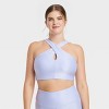 Women's Light Support Shine Ribbed Halter Longline Sports Bra - All In Motion™ - 3 of 4