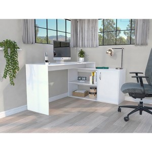 Grungis L-Shaped Office Desk with Open and Closed Storage,Computer Desk for Home Office,Company - 1 of 4