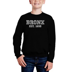 LA Pop Art Popular Neighborhoods In Bronx, Ny - Boy's Word Art Crewneck Sweatshirt - 1 of 3