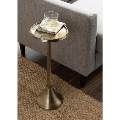 Sanzo Handcrafted Gold Iron Drink Table with Hammered Texture
