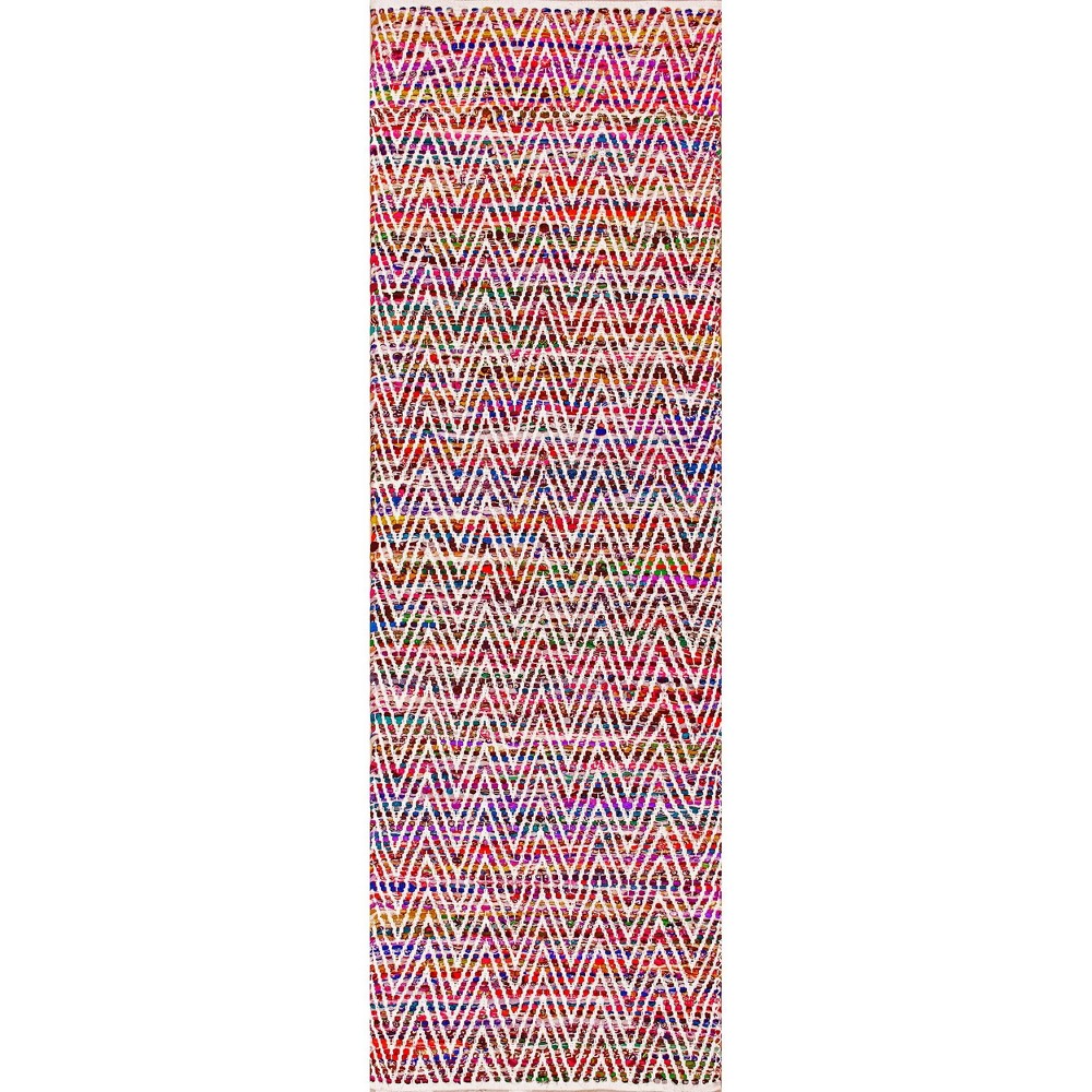 2'6inx8' Runner Hand Woven Chevron Rochell Rug Magenta - nuLOOM