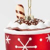 Glass Hot Cocoa Mug Christmas Tree Ornament Red - Wondershop™: Whipped Cream Detail, Indoor Decoration - 3 of 3