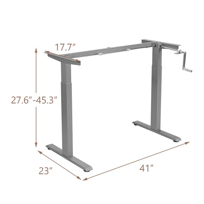 Costway Hand Crank Sit to Stand Desk Frame Height Adjustable Standing Base Black/Grey/White, 3 of 11