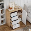 KTMBDW Wooden Floor Cabinet,Storage Organizer with 4 Drawers and 1 Cupboard,Freestanding Entryway Storage Table,Bathroom Furniture Home Decor,White - 4 of 4