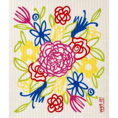 Wet It Dishcloth, Flower Bouquet Multi Color; Flb