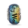 Black Bow Jewelry Orange Dichroic Glass, Sterling Silver Key West & Palm Tree Bead Charm - 2 of 4