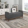 TiramisuBest 62" Modern Tufted Button Storage Bench with Rolled Arms – Upholstered Ottoman for Bedroom, Living Room, Foyer (Grey) - 2 of 4