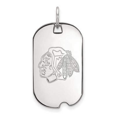 Black Bow Jewelry 14k White Gold Chicago Blackhawks NHL Pendant