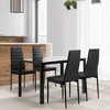 VYNXARIA 5 Pieces Dining Table Set for 4,Kitchen Room Tempered Glass Dining Table ,4 Faux Leather Chairs ,Black - 2 of 4