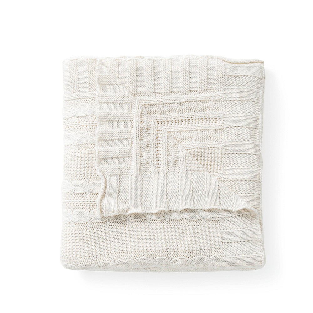 Photos - Duvet 50"x70" Dublin Cable Knit Throw Blanket Ivory - VCNY: Soft Cotton, Machine Washable, Contemporary Style