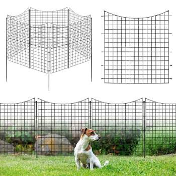 Costway 39'' Tall Outdoor Animal Barrier Decorative Garden Fence with 5 Panels & 5 Stakes