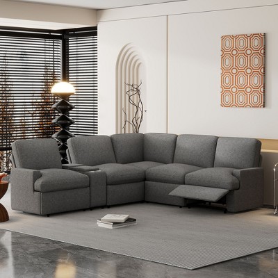 NicBex Sectional Sofa with Storage Box & USB Ports & Cup Holder L Shaped Modular Sofa for Living Room