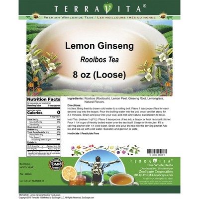 TerraVita Lemon Ginseng Rooibos Tea (Loose) (8 oz, ZIN: 542948, 2-Pack ...