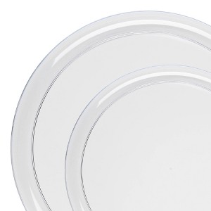 Smarty Had A Party Clear Flat Plastic Dinnerware Set - 120 Sets - 1 of 4