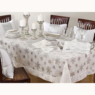 White Polyester Burnout Snowflake Design Napkins, Set of 4