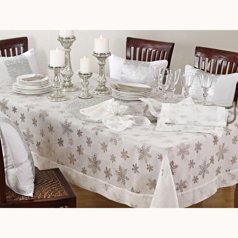 Saro Lifestyle Festive Table Runner With Burnout Snowflake Design, 2 of 3