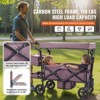 VEVOR Wagon Stroller for 2 Kids, Push Pull Quad Collapsible Stroller with Handle, Encircling Harness Canopy,4 Wheels w/ Brakes,Dark Purple&Black - 4 of 4