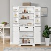 DOMETOUR Bathroom Storage Cabinets with Doors and Open Shelves, Freestanding Cupboards for Living Room or Home Office - 2 of 4