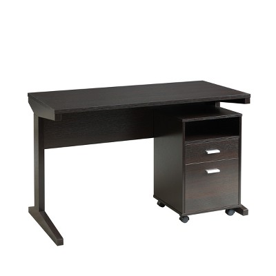 GlasFlength Desks Computer Desk Office Desk Writing Table Desk with Drawers Cabinet for Small Space Home Office, Brown, 47.25"*23.25"*30"
