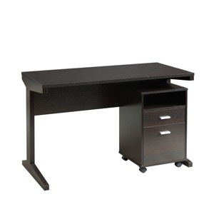GlasFlength Desks Computer Desk Office Desk Writing Table Desk with Drawers Cabinet for Small Space Home Office, Brown, 47.25"*23.25"*30" - 1 of 4