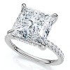 Pompeii3 Certified 4 1/3Ct Princess Cut Side Halo Engagement Ring 14k Gold/Pt Lab Created - 3 of 4