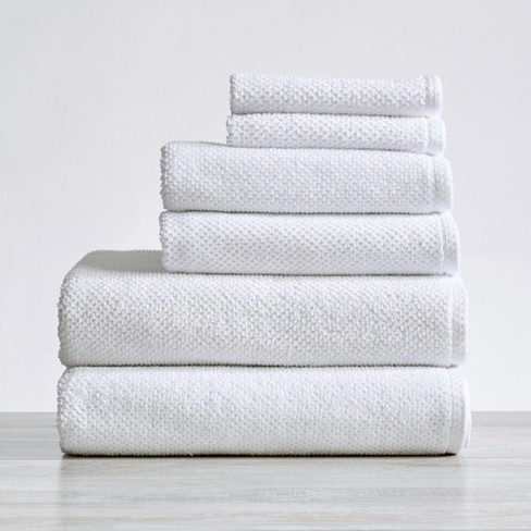 Hastings Home 2-Piece White/Black Cotton Quick Dry Bath Towel Set