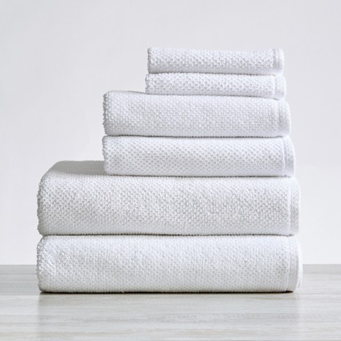 6 Piece White Popcorn cotton Bath Towel Set (2 Bath Towels, 2 Hand