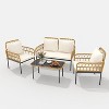 4-Piece Patio Set with Deep Seating & Waterproof Cushions, Boho Wicker Furniture with Coffee Table for Balcony, Backyard, Garden - 3 of 4