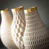Sullivans Geometric Gold Trimmed Ceramic Vases Set of 3, 10"H Off-White - 2 of 4