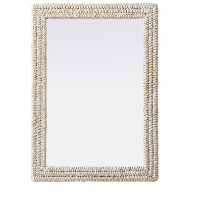 Elegant Lighting Rectangle Cornhusk Mirror 30x42 in Linen White