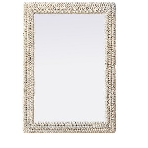 Elegant Lighting Rectangle Cornhusk Mirror 30x42 in Linen White - 1 of 4