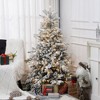 HOMCOM 5ft Prelit Frosted Artificial Christmas Tree with Warm White LED Light, Metal Base, Snow Flocked Branches - 2 of 4