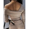 Coolmee Women's Sexy Off The Shoulder Tops Long Sleeve V Neck Slim Fit Shirts Tops Blouses - 3 of 4