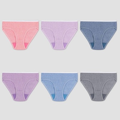 Hanes Girls' 6pk Ribbed Cotton Hipster - Colors May Vary 8 : Target