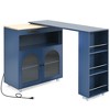 JUJABU Rolling Kitchen Island with Extended Table,Power Outlets and 2 Fluted Glass Doors - 2 of 4