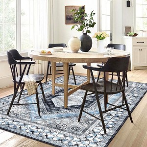 Machine Washable Vintage Printed Accent Area Rug Stain Resistant Non Slip Traditional Low Pile Floor Carpet for Living Room Bedroom Kitchen - 1 of 4