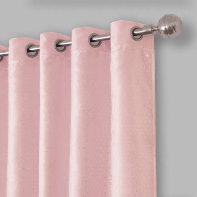 Soft Pink Faux Silk Blackout Grommet Curtain Panel for Kids