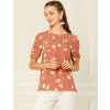 INSPIRE CHIC Women's Floral Summer Crew Neck Casual Shirred Short Sleeve Blouse - 3 of 4