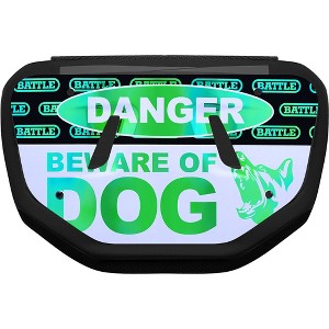 Battle Sports "Iridescent Beware of Dog" Chrome Football Back Plate - Adult - Iridescent Blue/Green - 1 of 2