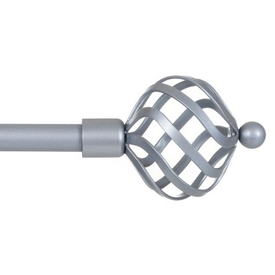 Hastings Home Twisted Sphere Curtain Rod 3/4 inch - Silver