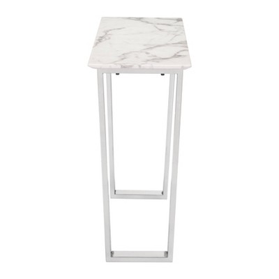 Sleek Faux Marble and Brushed Steel Console Table with Storage
