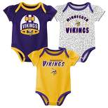 NFL Minnesota Vikings Baby Girls' Onesies 3pk Set