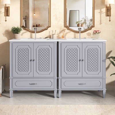 Christopher Knight Home Mason Modern 30" Bathroom Vanity with Ceramic Sink, Shelf and Drawer( Set of 2)