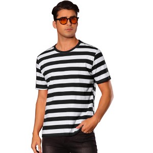 INSPIRE CHIC Men's Regular Fit Short Sleeve Crew Neck Casual Striped T-Shirt - 1 of 4