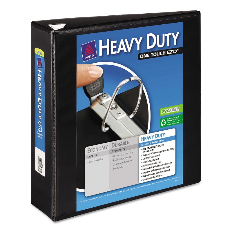 Avery Heavy-Duty View Binder w/Locking 1-Touch EZD Rings 3" Cap Black 79693, 1 of 9